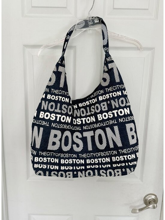 Robin Ruth Handbags - Robin Ruth Shoulder Purse Boston Blue Denim Canvas Zip Closure Hobo Tote Bag